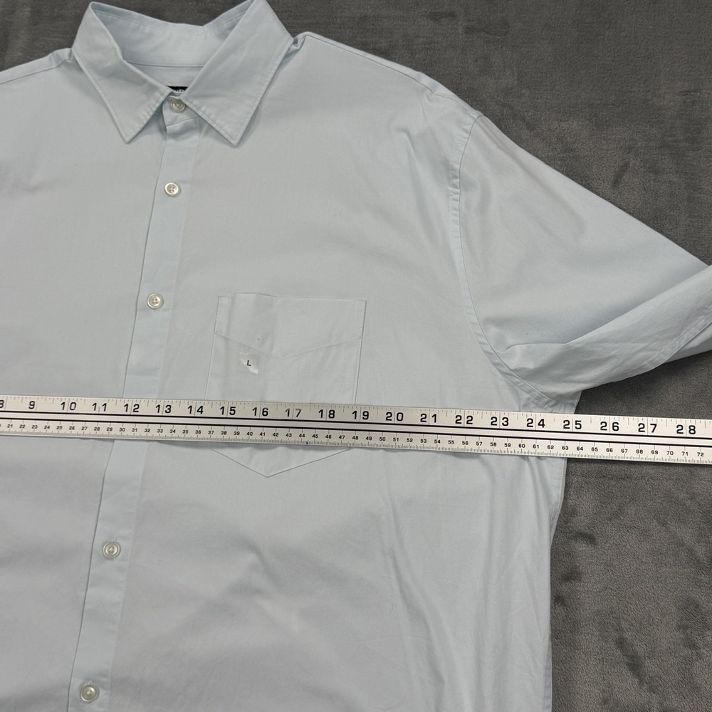 Express Mens Large Light Blue Button Up Shirt Stretch Cotton Dress Shirt - Picture 7 of 8